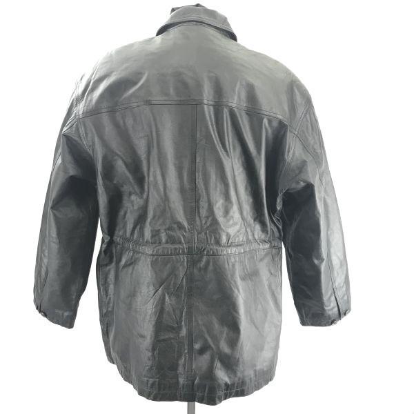 MILANO CONNECTION / Cowhide Leather Coat / Outerwear [Men's L / Black] Quilted Lining / Flap Pockets(USED)