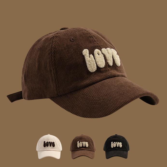 Plush Letter Retro Pattern Women Casual Corduroy Baseball Hat Autumn For