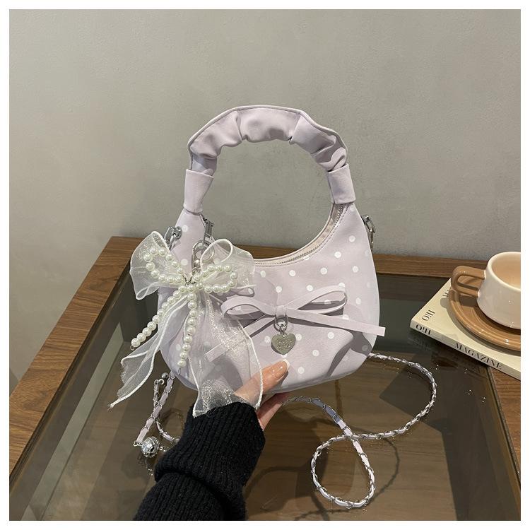 Bags Women's Polka Dot Bow Shoulder Bag Chain Crossbody Cloud Bag