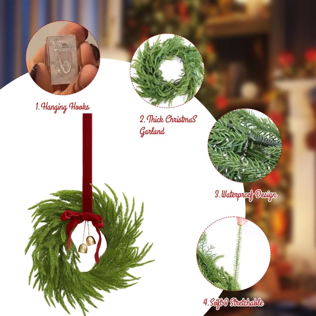 Christmas mini wreaths window decorations Red bows Bells  Artificial Wreath Christmas party home decorations