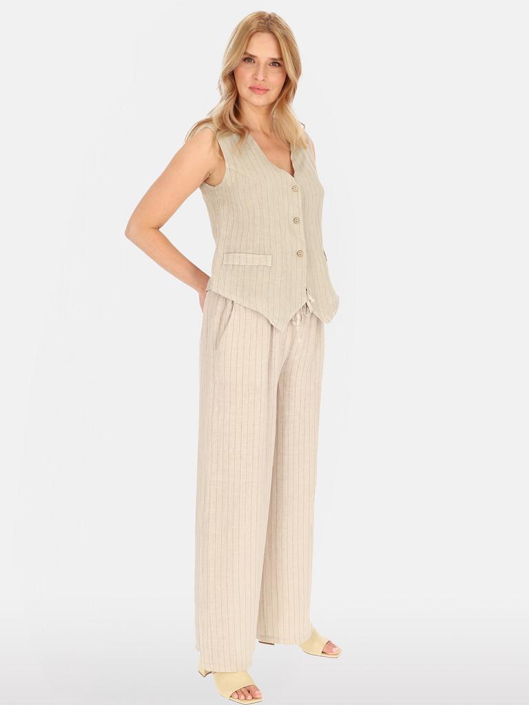 WOMEN' STRIPED LINEN VEST