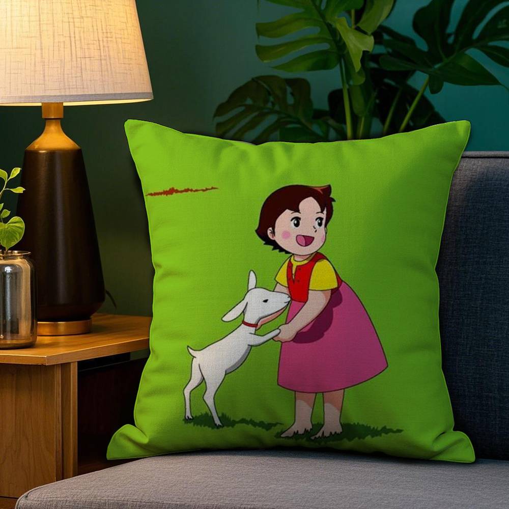 Film H-Heidi Mädchen Kissenbezug Sofa Wohnzimmer Schlafzimmer Beidseitiger Druck Quadratisches Kissen Nickerchen Kissenbezug