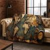 Ancient Nautical Chart Map Compass Cartoon Flannel Blanket Soft Warm Throw Blanket for Bedroom Living Room Bed Travel Picnic