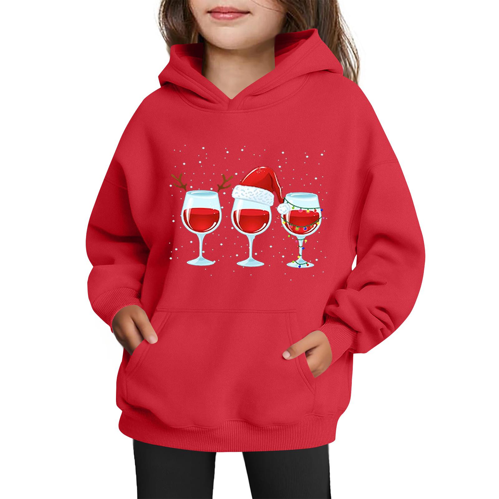 

Толстовки для девочек-подростков Худи с длинным рукавом на шнурке Пуловер Милое принтованное Худи оверсайз Рождество 160