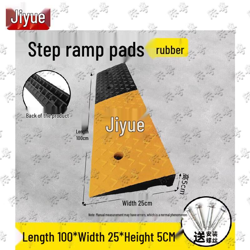 Heavy-Duty Yellow-Black Rubber Curb Ramp
