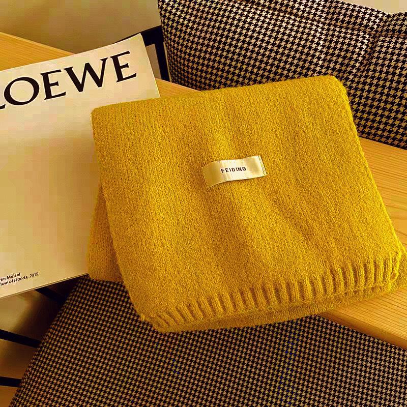 Scarf Female Winter Ins Wind Solid Color Knitted Warm Versatile Student Winter Small Scarf Male