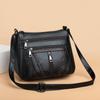 WTEMPO Black PU Leather Crossbody Bag Multi Zipper Large Capacity Adjustable Strap Shoulder Messenger Bag for Women Daily Travel Shopping