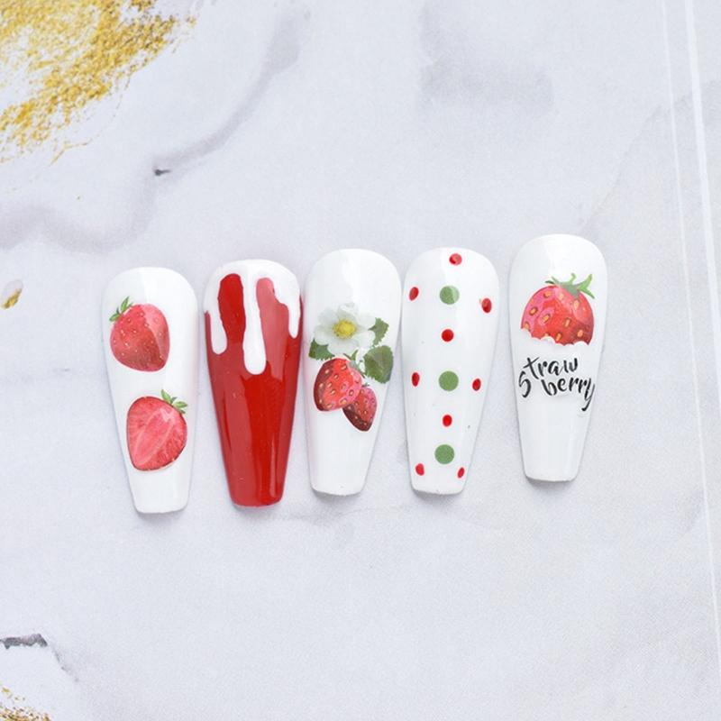 6Sheet Summer Fruit Nail Stickers Decals For Self-Adhesive Nail Art Stickers For Gel Polish DIY Nail Art Decorat