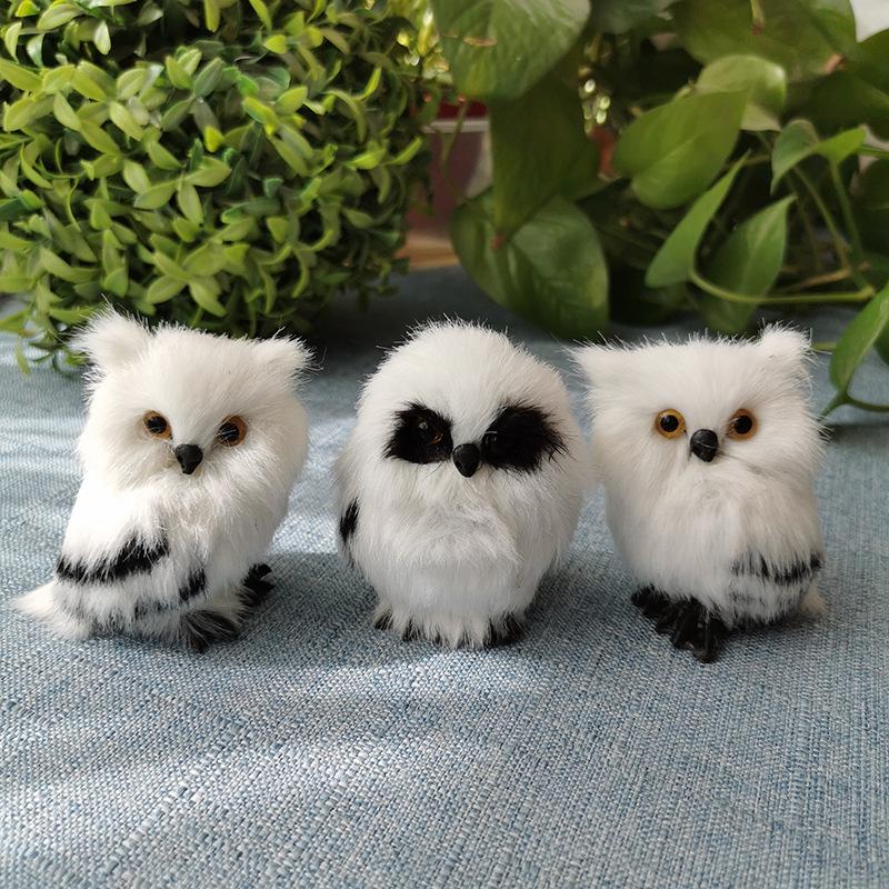 Mini Simulation Owl Ornaments Cute Furry Imitation Animal Home Decoration Christmas Tree Pendant Plush Toys for Kids Gift
