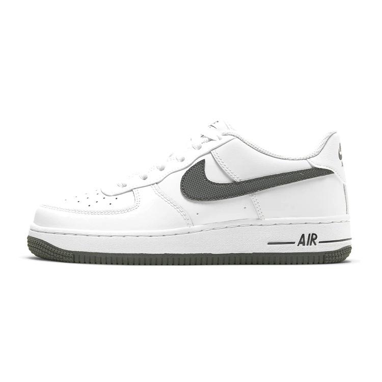 (GS) Nike Air Force 1 Low White Iron Grey Swoosh Kids DJ4617-100 EU 35.5