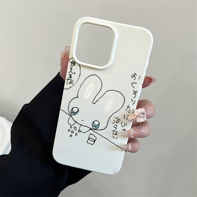 Cartoon Rabbit Pattern Protective Phone Case For iPhone 16 Pro Max 15 14 13 12 11 Pro Plus 16E Lovely Animals Shockproof Cover