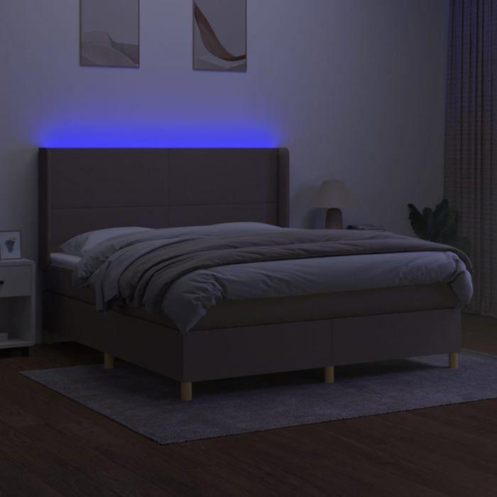 VidaXL Slat Bed Base with Mattress and LED, Upholstered Bed, Double Bed, Adult Bed for Interior Bedroom, 3138737