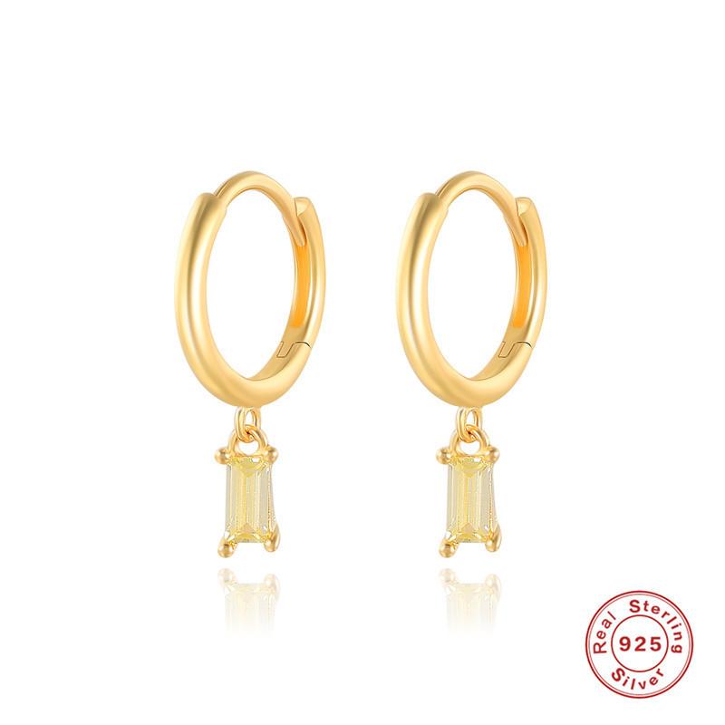 S925 Sterling Silver Square Diamond Earrings Earrings Earrings Simple And Creative Versatile Diamond Ear Buckle Earrings