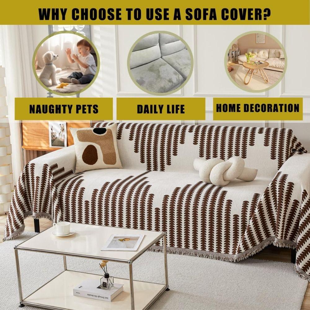 New Scratch Proof Sofa Cover Sofa Shawl Reversible Skin-Friendly Bed Blanket Chenille Fabric Natural Drape Chenille Sofa Cover