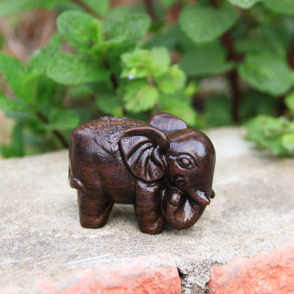 1/2 Pezzi Mini Decorazioni per la Casa Giardino delle Fate Animali in Legno Naturale Statuette Artigianato in Miniatura Statua di Elefante