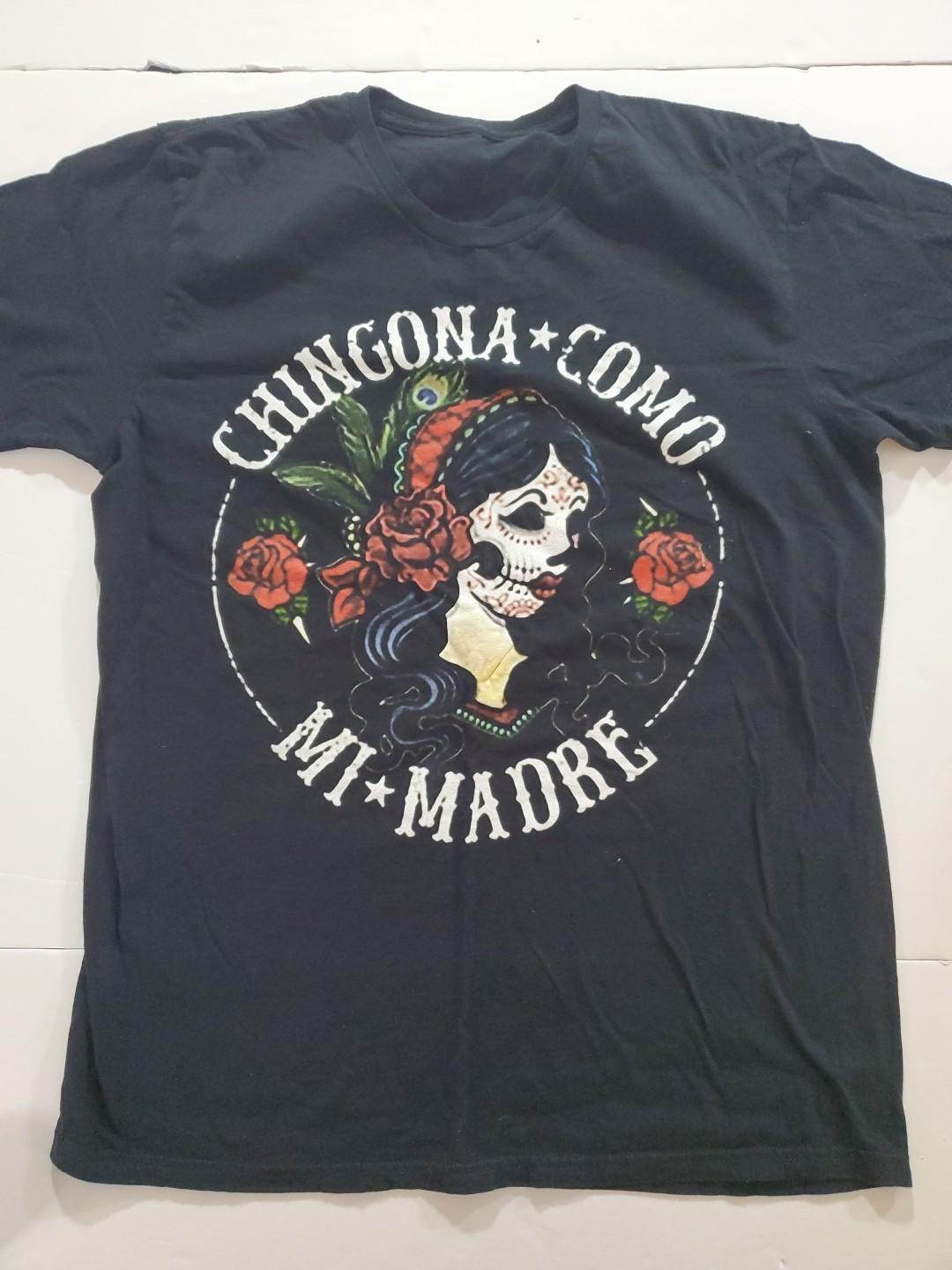 Chingona Como Mi Madre T-Shirt Black Size Large Unisex Sugar Skull Graphic Tee Unisex T-Shirt XL