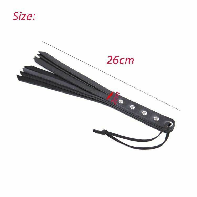 Black Pu Leather Paddle Flogger Ass Spanking Whip Sex Toys Floggers