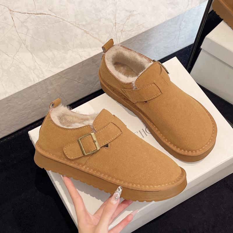 

Бархатные утолщенные биркенштоки на толстой подошве женские 2025 зима новые теплые хлопковые туфли Doudou зимние ботинки 40 верблюд