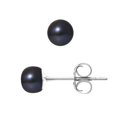 Ohrringe - - Echte schwarze Zuchtperlen - 5-6 mm - 925 Silber - 2 Jahre Garantie