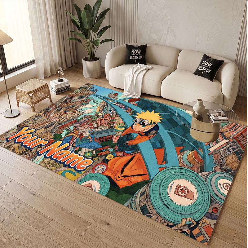 Custom Name Crystal Velvet Rug,Naruto Comfortable Anti Slip Floor Mat For Room Decoration