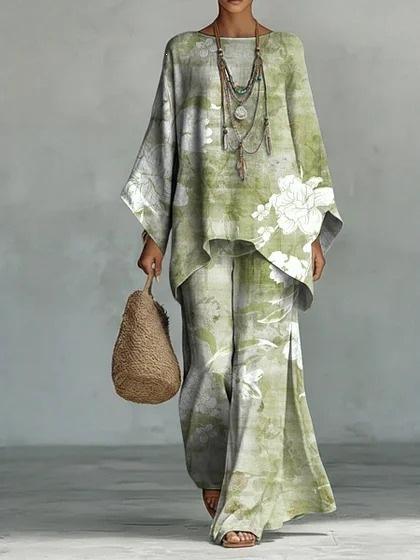 1116 New Bohemian large size casual suit loose version holiday style two-piece set