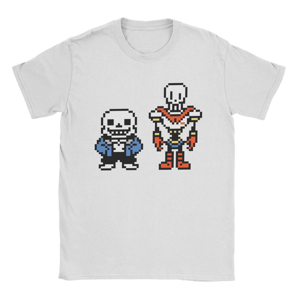 Men Undertale Sans And Papyrus T Shirt Game Pure Cotton Clothes Casual Short Sleeve Crewneck Tees Plus Size T-Shirt