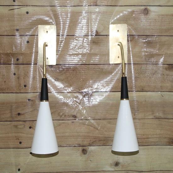 Set of 2 BSCICCOSO Bendable Arm Brass Wall Light Mid Century Modern White and BLack Wall Lamp