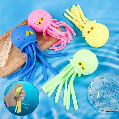 4 Couleurs Jouets Mignons à Presser pour le Bain des Enfants Balle Anti-Stress Poulpe Absorbant l'Eau Jouet de Bain pour Jouets de Vacances