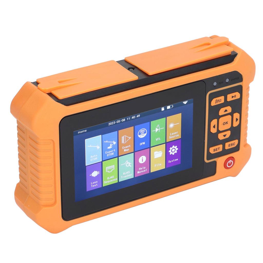 OTDR Fiber Optic Tester 1625nm Optical Time Domain Reflectometer Obstacle Finder 4.3in LCD Touch Screen 100‑240V US Plug