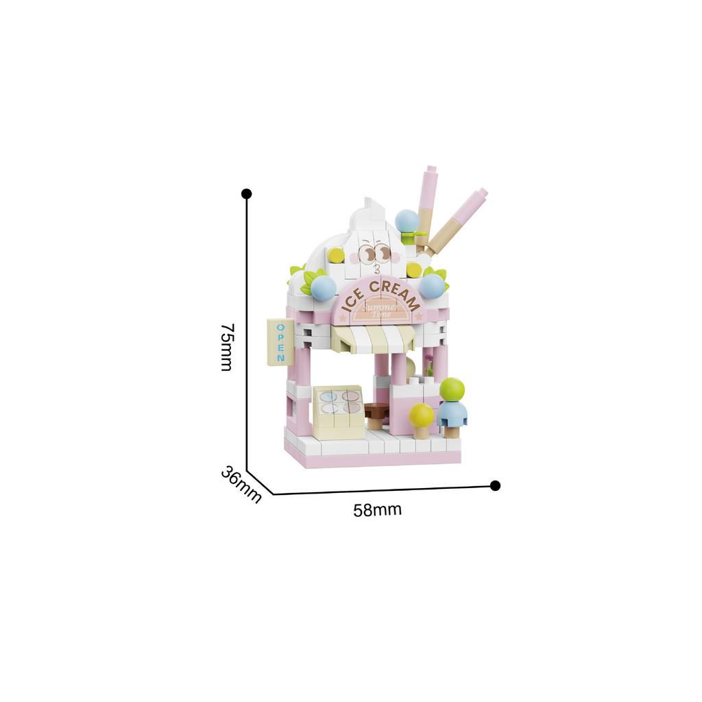Idea Streetscape Nanobricks City Street View Micro Diamond Block Toy Coffee Burger Ice Cream Cake Juice Shop Building Bricks