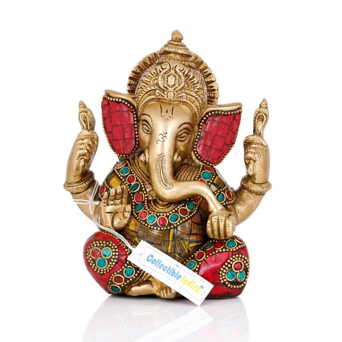 Lord Ganesha Brass Statue, Ganesh Vinayak Murti, Ganpati Ji, Brass Idol - 5.5