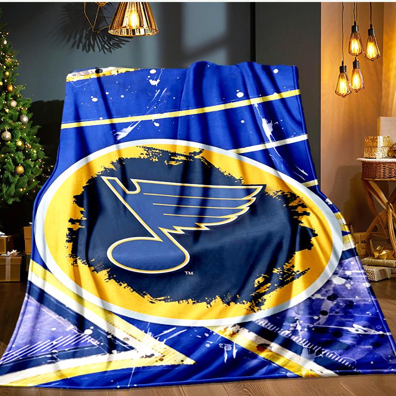 Louis Blues Hockey Team Blanket Flannel Throw for Sofa, Indoor, Camping, Living Room, Office, Chair, And Bed Soft Birthday Gift