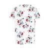 Women's Fashionable Casual Pleated Round Neck Printed Short Sleeved T-shirt Top