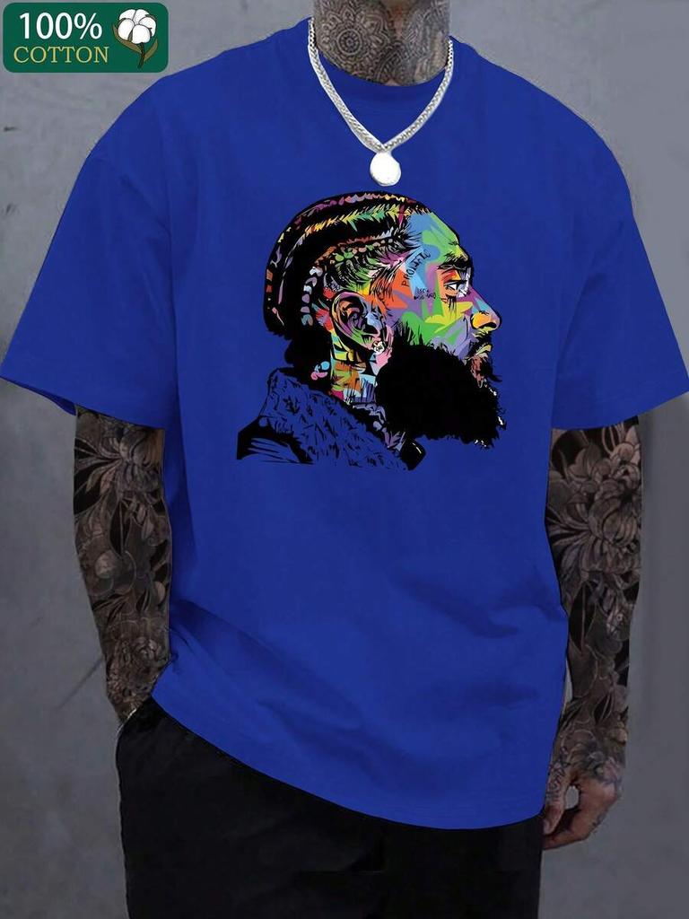 Porträt-Print, BoutiqueVerdicktes Unisex-T-Shirt, Mode-Freizeit-T-Shirt für Unisex