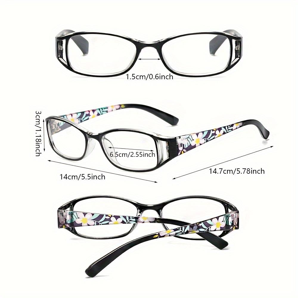 1PC Premium Classic Rectangle Reading Glasses - Floral Temples, For Middle-Aged/Elderly/Men/Women/Students/Teachers, Casual & Business Use