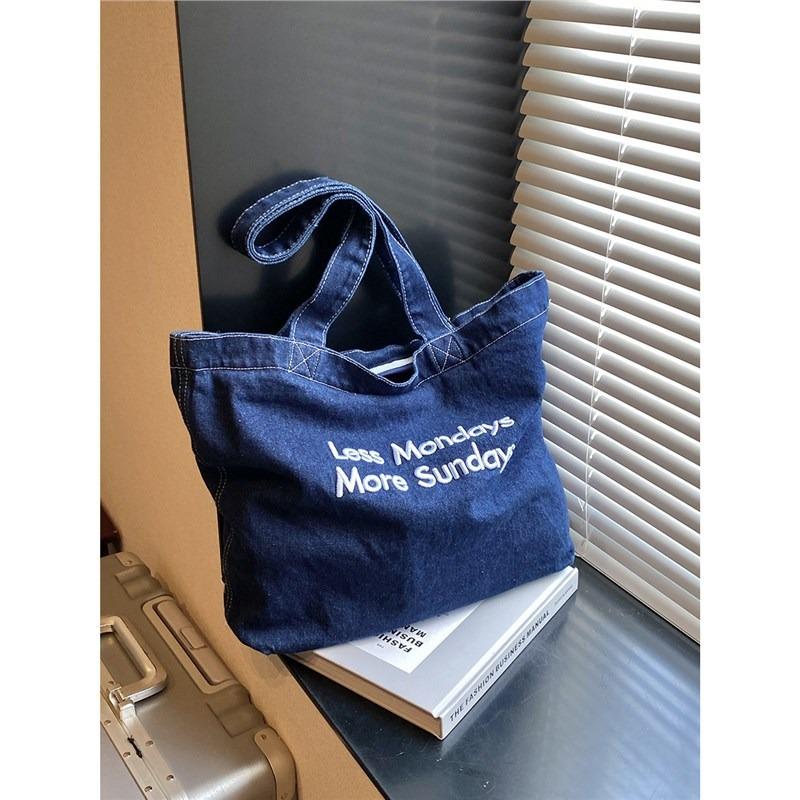 Denim Canvas Large-capacity Bag Women's New Fashion Shoulder Bag Fashion Outdoor Commuter Tote Bag