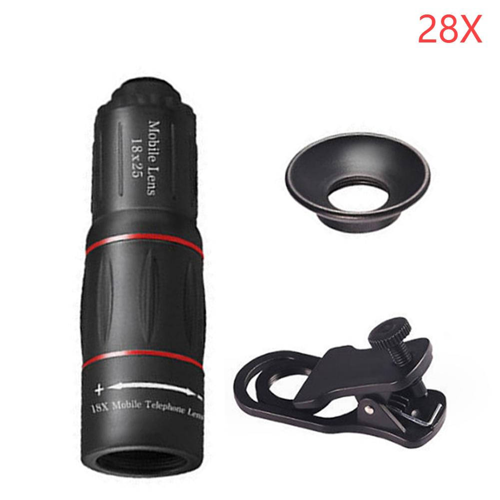 18/28/36X Handy-Kameraobjektiv Aufsteckbares Zoom-Monokular-Teleskop Universelles Optisches Teleskopobjektiv für Camping Jagd Sport