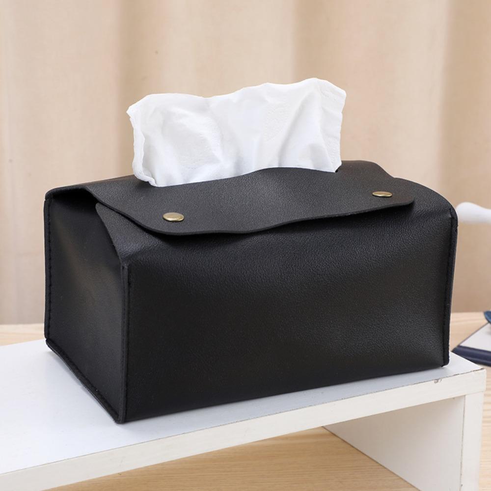 2pcs Simple Tissue Dispenser Box PU Leather Tissue Bag Tissue Case Living Room