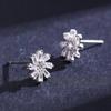 Modian 925 Sterling Silver Snowflake Rotating Flower Stud Earrings for Women Hypoallergenic Elegant Wedding Statement Jewelry