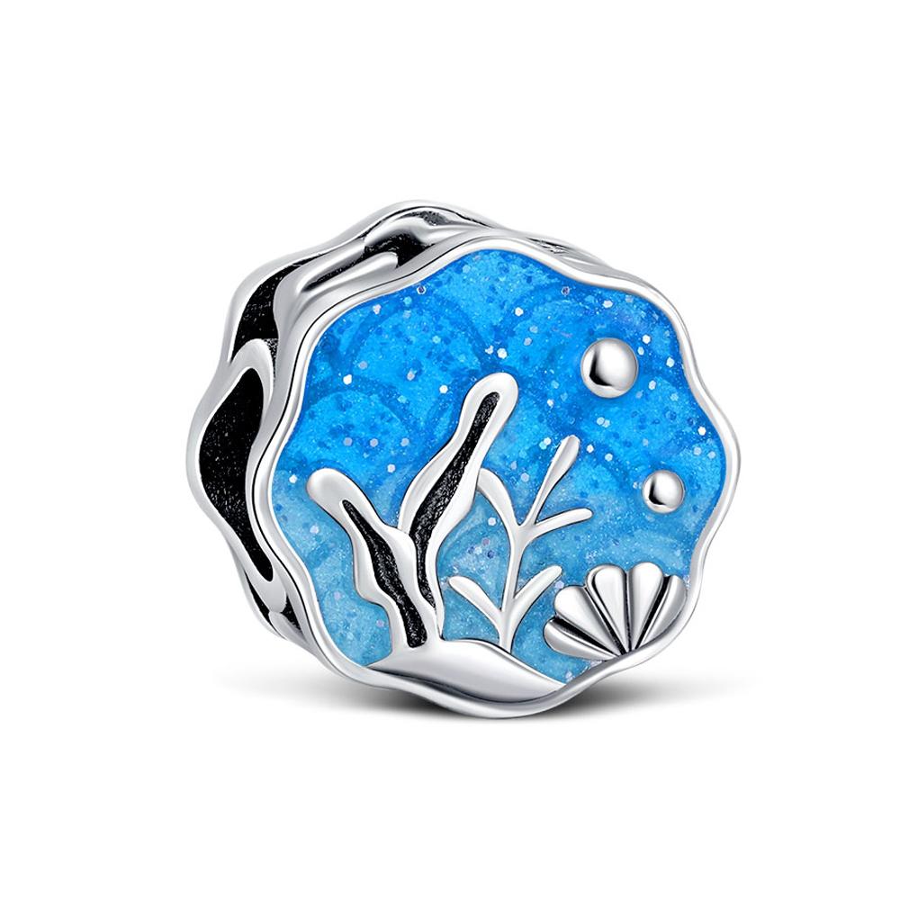 New Copper Mermaid Charm Ocean Glass Beads Pendant Fit Original Bracelet For Women Diy Gift Making Jewelrygift