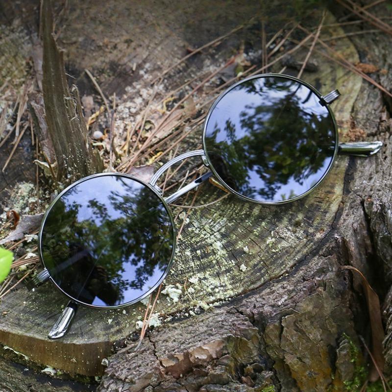 Men Sunglasses Metal RoundFrame Sunglasses Driving Sunglasses Cycling Glasses