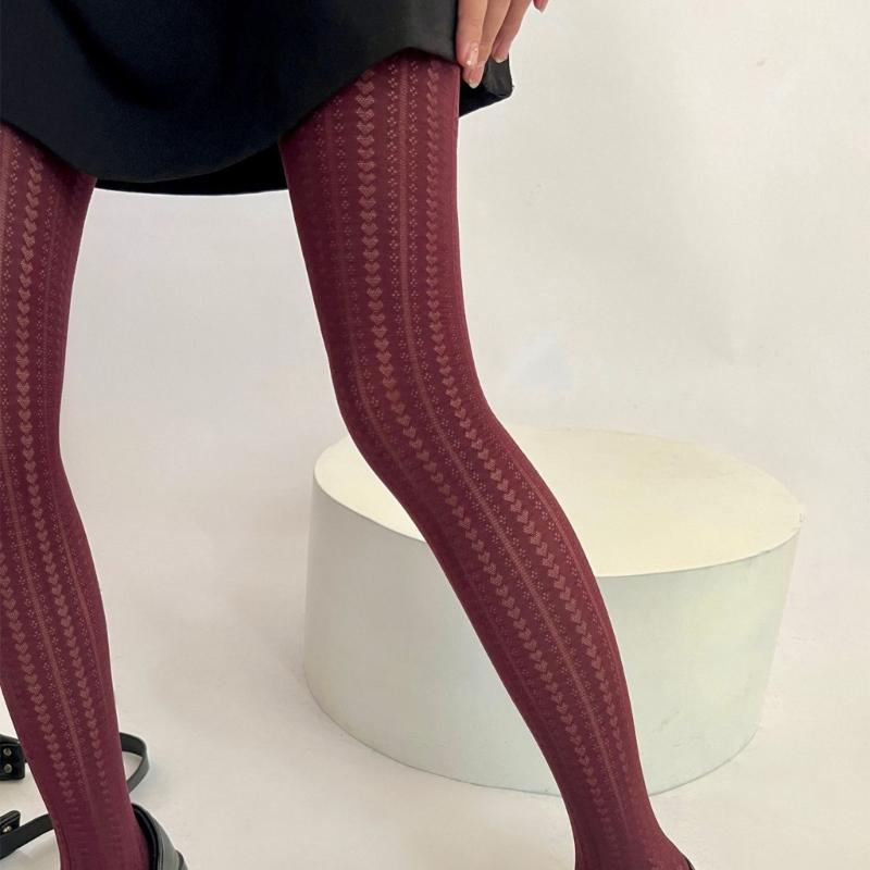 Japanese Cutout Heart Patterned Mesh Pantyhose Elegant Stretchable Nylon Tights Slimming Leggings Stockings for Women