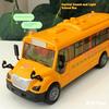 1 Set Bus Car Toy 1:30 Inertia Sliding Campus Bus Car Model Simulation Sound And Light Music Educational Toys Children'S Gift