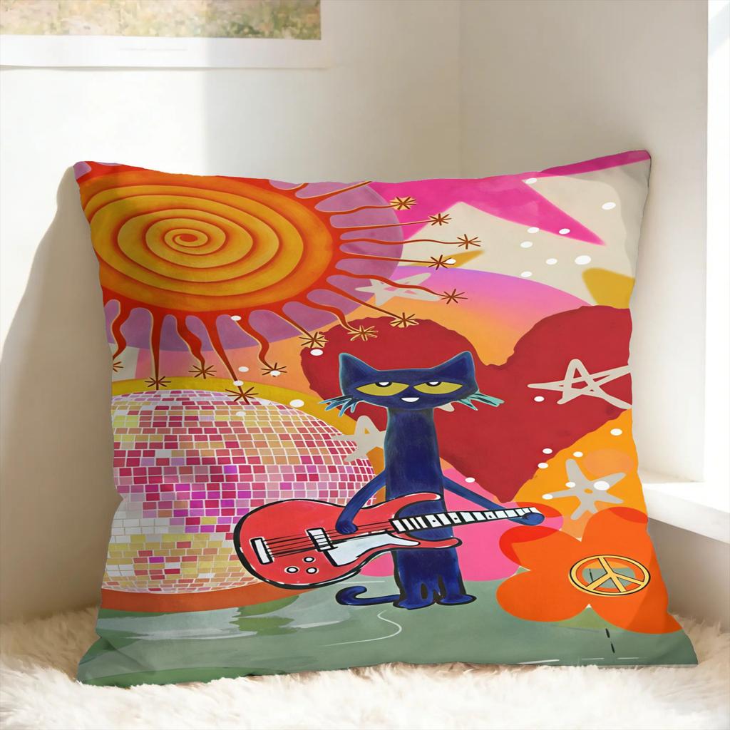 Pillow Cover P-Pete The Cat Funny Pillow Case For Sofa Home Decor Pillowcases