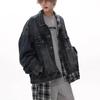 Men's Trendy Loose Fit Plaid Patchwork Denim Jacket