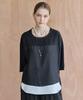 M.GRAF Chiffon Layered Color Block Short Sleeve Loose Fit Blouse