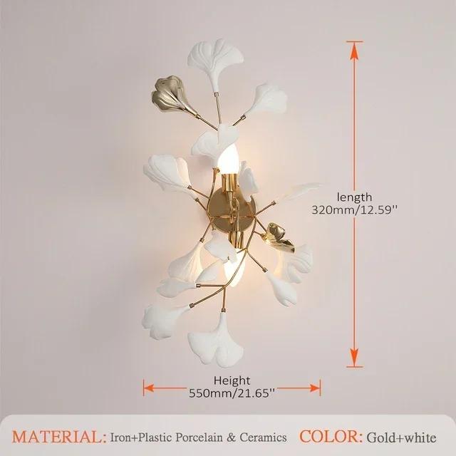 Modern creative LED porcelain ginkgo Chandeliers hotel living room home decoration lamp Nordic restaurant art island Chandeliers