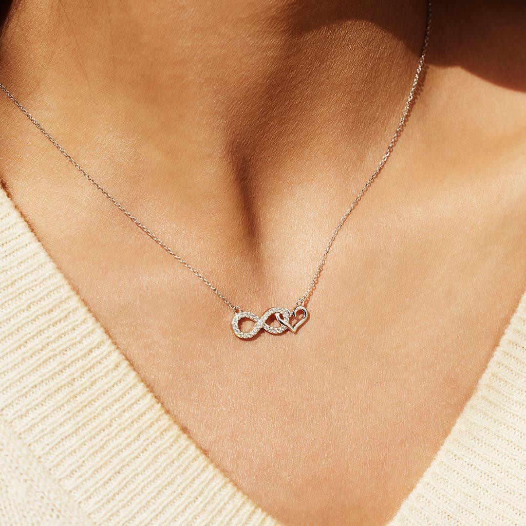 S925 Sterling Silver Lucky 8 Heart Diamond Inlaid Necklace - Personalized Fashion Cross-border Hot Selling European & American Style 925 Silver платиновый