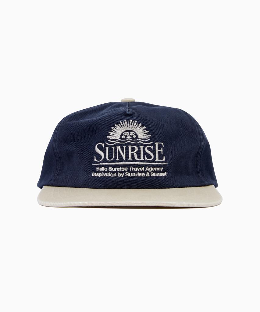 HELLO SUNRISE Washed Horizon Relaxed Fit 5P Cap_Navy & Cream