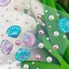 Sparkling Dreamy Mermaid Rhinestone Face Stickers 3D Shell Pearl Temporary Tattoos 1 Sheet for Beach Pool Party Summer Makeup